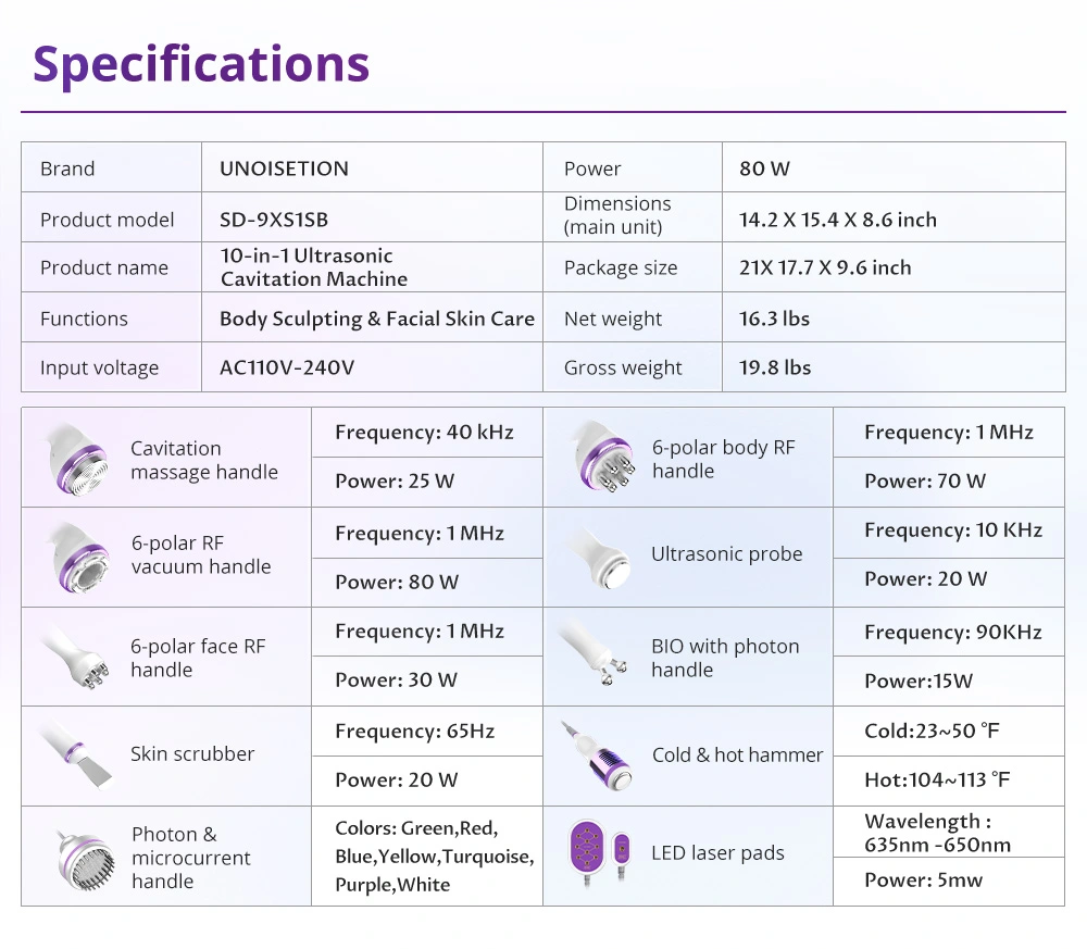 radio frequency cavitation machine parameters